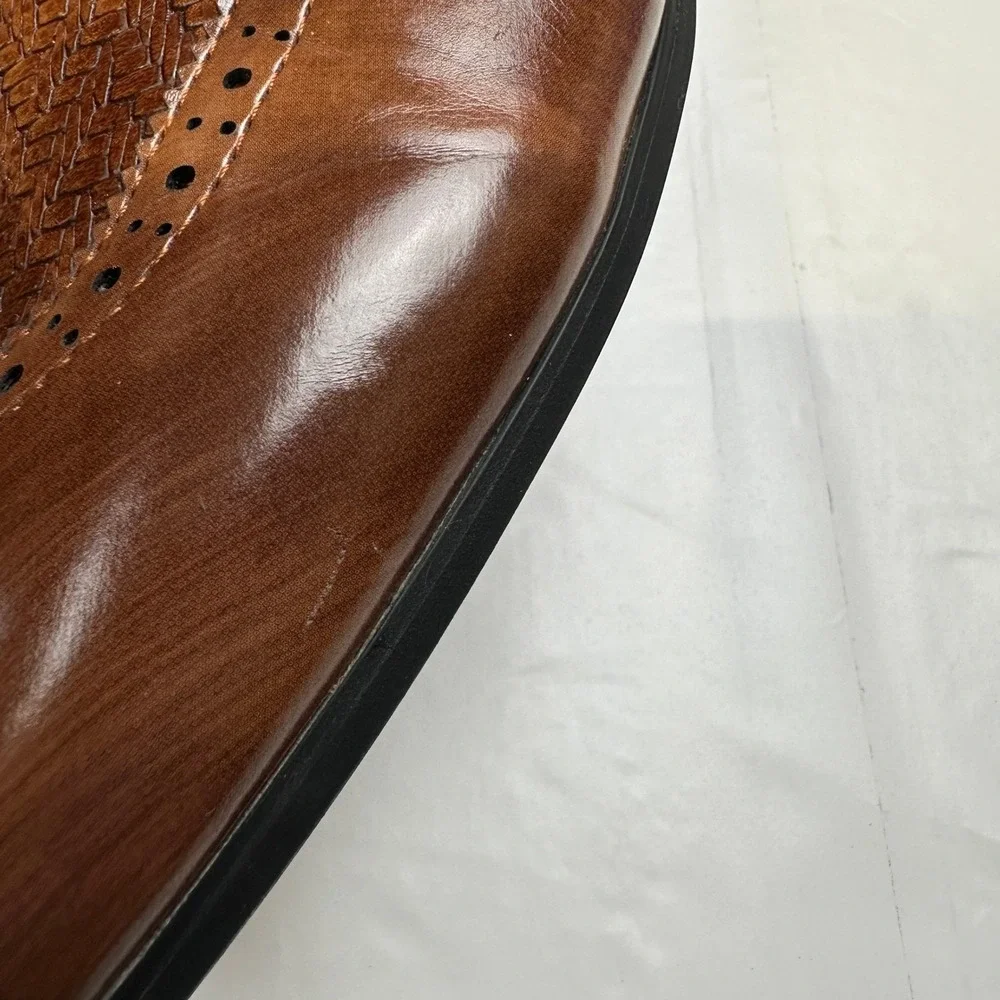Meijiana‎ Lion Head Woven Loafers Men's Size 11 Brown Wingtip Brogue